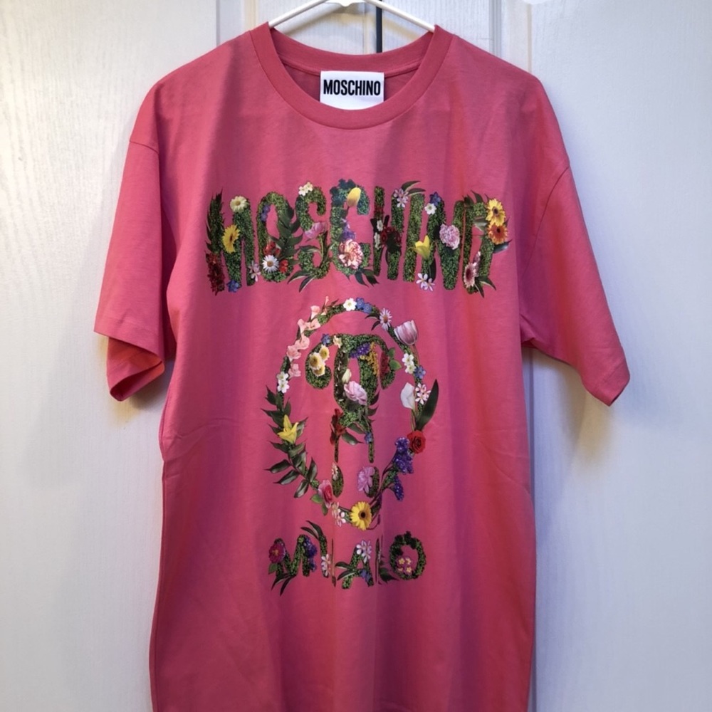Brand New Moschino Floral Logo Print T-Shirt